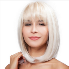 Natural Short Capless Stunning Medium Blonde Straight Full Bang Women's Wig Hair