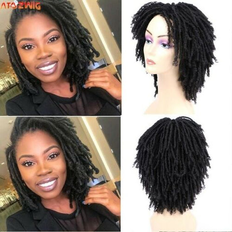 Short Dreadlock Crochet Twist/Afro Kinky CurlySynthetic Wig Braids Bohemian