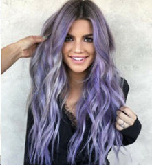 Women Long Ombre Purple Wig Heat Safe Natural Looking Soft Halloween Cosplay Wig