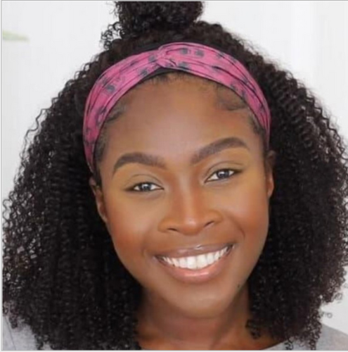 Deep Curly Black Daily Wear Short Synthetic Hair With Headband Wig Heat Safe Wig