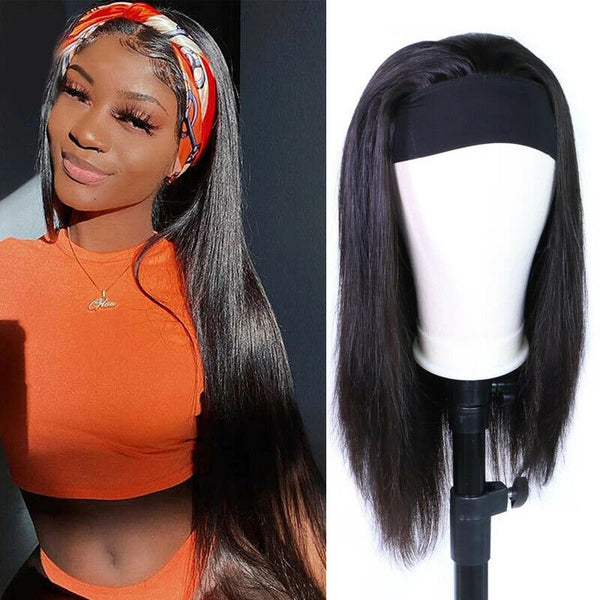 Straight Headband Synthetic Wigs for Black Women Short Straight Black Wigs Party