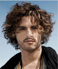 Heat Resistant Wig New Fashion Charm Men's Short Dark Brown Curly Natural Wigs