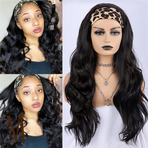 Body Long Wave Headband Wigs Glueless No Lace Synthetic Cosplay Costume Daily