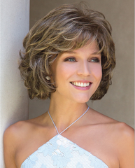 Curly Wigs Bob Wig Synthetic Hairstyles Mixed Brown Wig with Bangs