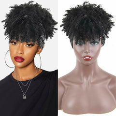 Details about  Short Headband Wig for Women Natural Looking Kinky Curly Wigs Casual Party Wig