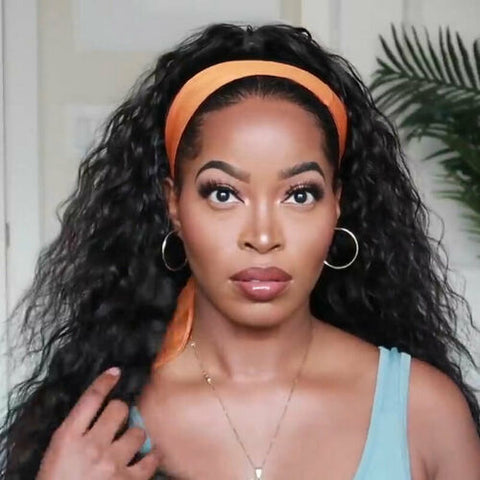 Women Afro Lady Fluffy Curly Wavy Natural Full Hair Wigs Hairpiece With Headband
