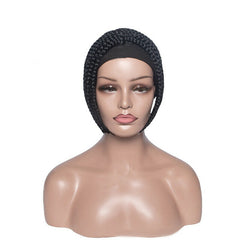 Short Black Synthetic Braided Wig Headband Wig Black Heat Safe Hair for Women