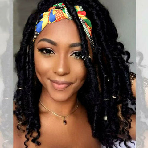 Dreadlock Wig Curly Headband Wig for Black Women Curly Wavy Braided Wigs
