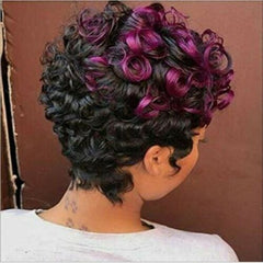 Short Pixie Cuts Hair Curly Purple Red BlackWigs Cosplay Party for Black Women 17 product r