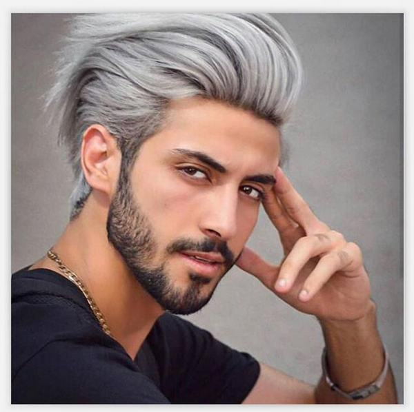 Men's Fashion Silver Grey Wig Synthetic Wigs Elegant Retro Natural Looking Wigs