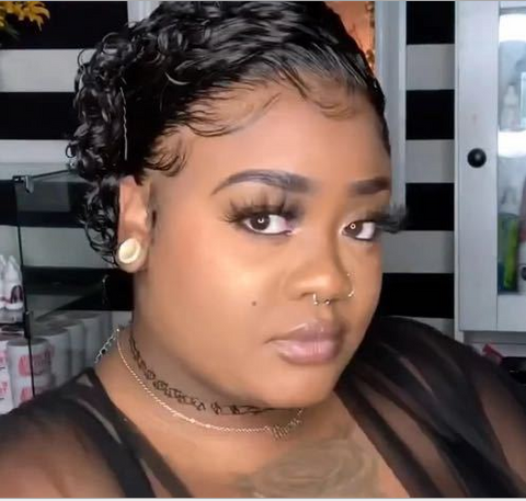 Short Black Afro Kinky Curly Synthetic Wigs Hair Pixie Cut Curly Wigs