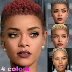 Short Afro Curly Wigs Synthentic Hair Pixie Cut Wigs None Lace for Black Women