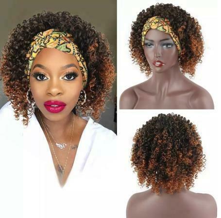 1B/30 Afro Kinky Curly Wig Natural Headband Wigs for Black Women Synthetic