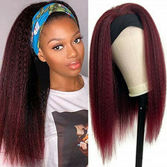Woman Long Synthetic Headband Afro Yaki 24inch Heat Resistant Natural Red