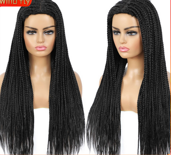 Long Box Braid Wig Synthetic hair Wigs Black Daily Use Heat Resistant Natural