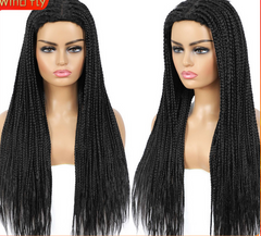 Long Box Braid Wig Synthetic hair Wigs Black Daily Use Heat Resistant Natural