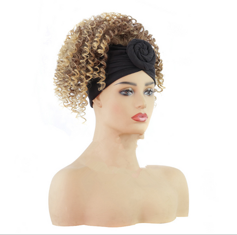 Headband Wig Afro Kinky Curly Blonde Ombre Wig Short Curls Hairband Wig