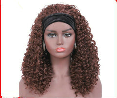 Water Wave Headband Wig Brazilian Curly Red Brown Remy Hair Wet and Wavy Wig