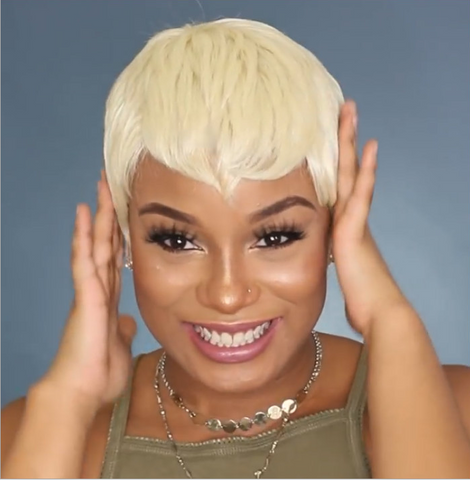 Cosplay Women Short pixie Cut Hair Blonde Straight synthetic Wigs