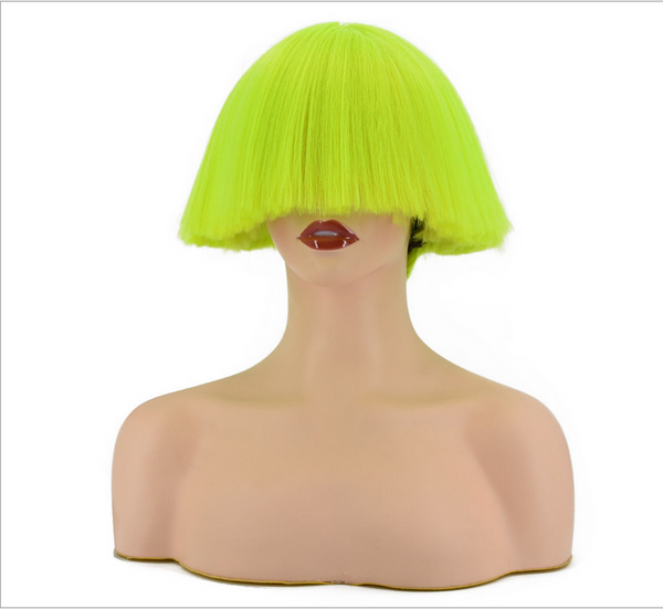 Green Cosplay Broom Head Wig Nightclubs Madden Sexy Dance Party Fluffy Synthetic Wig