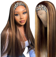 Ombre Blonde Highlight Headband Wig for Black Women Brazilian Virgin Hair