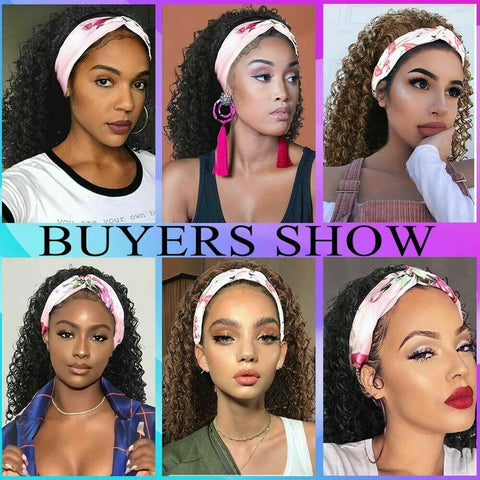 Afro Kinky Curly Hair Wig Headband Wig for Women Loose Wave Wigs Bug