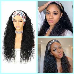 Glueless Loose Curly Headband Wigs Long Hair for Black Women Natural Water Wave