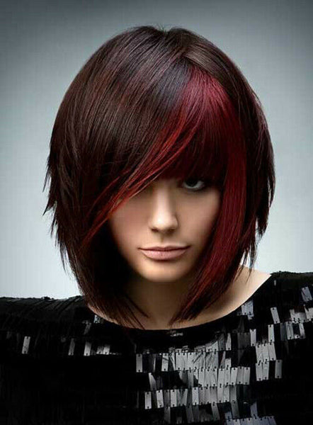 Women Short Straight Brown Red Mixed Bob Style Newest Pop Fashion Synthetic Hair
