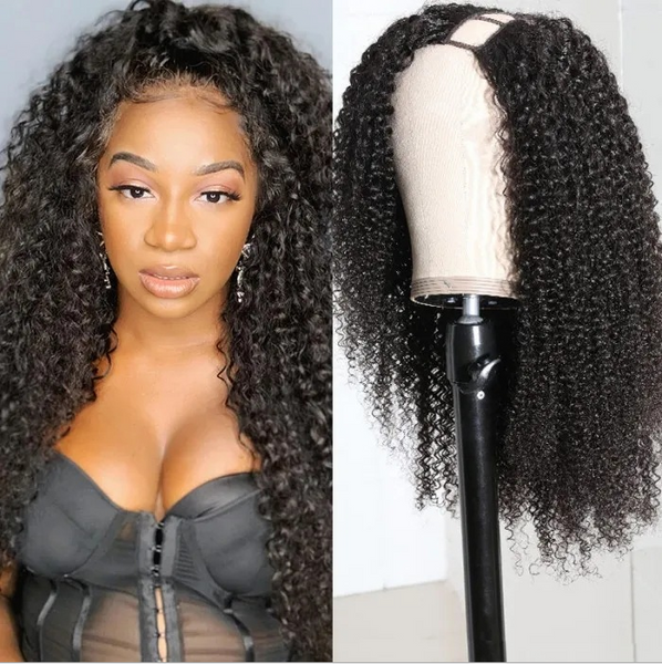 U Part Kinky Synthetic Wig Afro Kinky Curly Wigs for Black Women 18 inch Heat Resistant