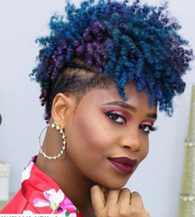 Pixie Cut Curly Blue Purple Mixed Wigs Synthetic Fashion Wigs For Womans Party
