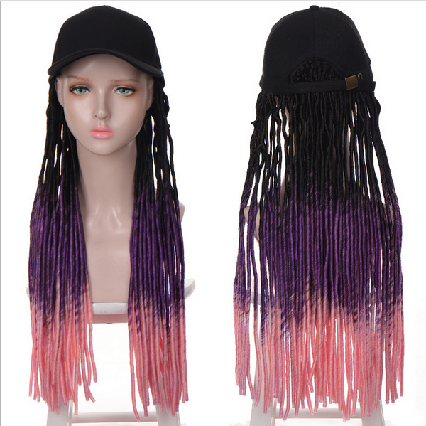 Hat wig Long Synthetic Baseball Cap Wig with Braided Box Braids Wigs headband