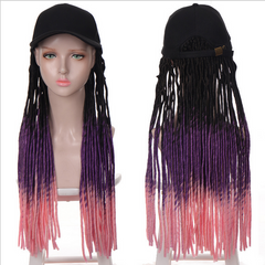 Hat wig Long Synthetic Baseball Cap Wig with Braided Box Braids Wigs headband