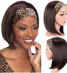 Straight Brown Headband Bob Wig for Black Women Glueless Short Synthetic Wigs