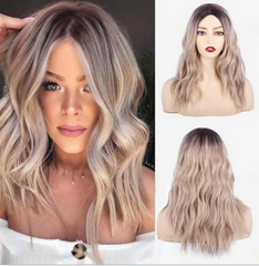 Dark Root Ombre Natural Top Synthetic Wavy Wigs For Womans Casual Use Daily Wear