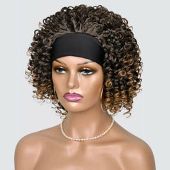 Afro Kinky Curly Headband Wig Short Hair Wigs Ombre Natural Glueless Synthetic