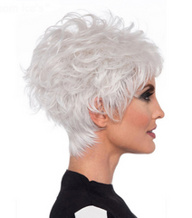 Curly Silver White Synthetic for Women Wigs Short Wigs Heat Resistant Natural