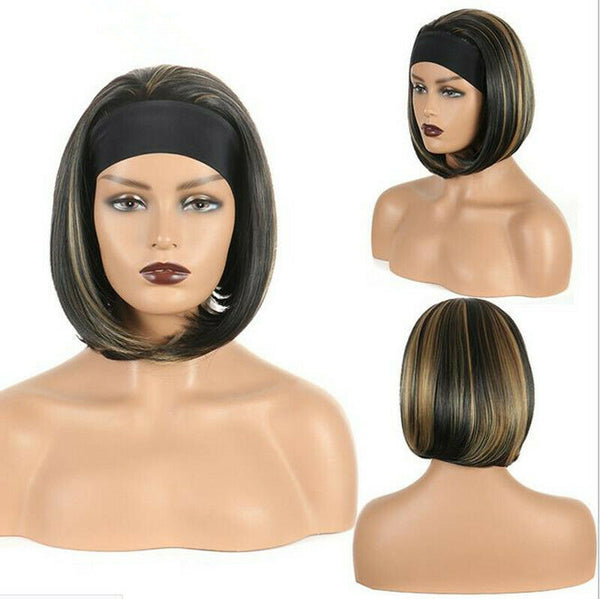 Bobo 1B/27 ombre brown Headband wig Straight Synthentic Short Length Heat Resistant