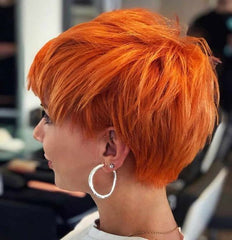 Short Straight Pixie Cut Synthetic Cosplay High Temperature Orange Wig for Women