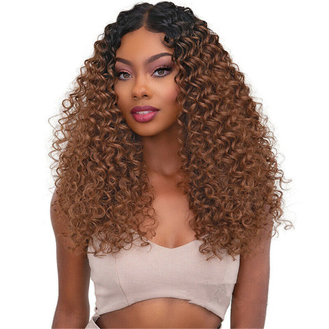 Ombre Brown Afro Kinky Curly Wigs for Women Fashion Natural Wigs None Lace Wigs