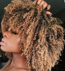 Afro Kinky Curly Dark Root Blonde Synthetic Wigs for Black Womans Wigs Party