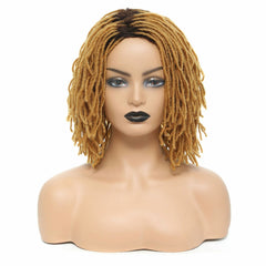 10" Short Bob Braided Wigs Synthetic DreadLock Hair Kinky Curly Wigs For Women