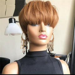 Dark Blond #27 Short Pixie Cut Wigs for Women Synthetic Hair Fashion Party Wigs
