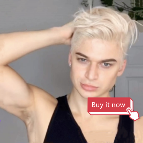 Men's Blonde Wigs Cosplay Party Short Platinum Blond Wigs Halloween Costume Wigs