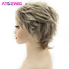 Short Blonde Pixie Cut Wigs for White Women Ombre Blonde Synthetic Hair Wigs Natural Looking Wig
