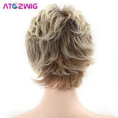 Short Blonde Pixie Cut Wigs for White Women Ombre Blonde Synthetic Hair Wigs Natural Looking Wig