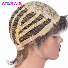 Short Blonde Pixie Cut Wigs for White Women Ombre Blonde Synthetic Hair Wigs Natural Looking Wig