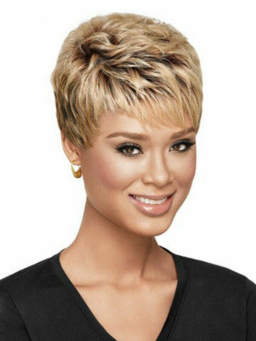 Short Pixie Cut Wigs for Women Ombre Brown Synthetic Heat Safe Daily Party Use