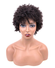 Short Bob Wigs For Black Women Remy Afro Curly Human Hair Wig 4inch 100% Human Hair Machine Made Curly Remy Hair Wigs