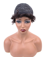 Short Bob Wigs For Black Women Remy Afro Curly Human Hair Wig 4inch 100% Human Hair Machine Made Curly Remy Hair Wigs
