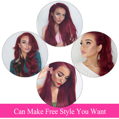 Human Hair Straight 360 Lace Frontal Wig 8-26inch 99J Color